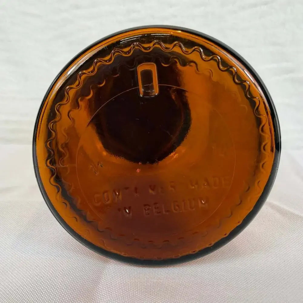 Vintage Brown Apothecary Glass Jar Bubble Lid Canister 7 1/4